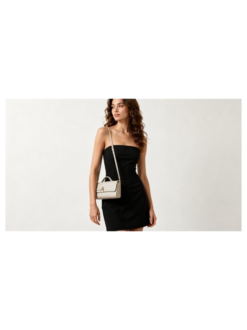 Woven Vegan Leather Suede Clutch Evening Crossbody Bag - Picture 6 of 6